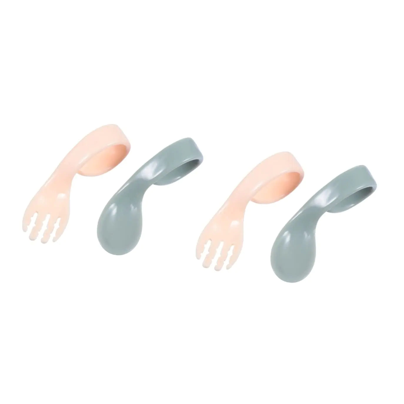 Kisangel Toddler Utensils Toddler Utensils 2 Sets Eating Easy Training Tableware Practice Grip Short Kids Fork Spoon and Learning Toddlers Utensil Handle Bended Toddler Utensils Kids Utensils