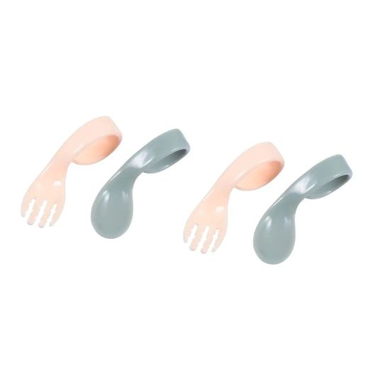 Kisangel Toddler Utensils Toddler Utensils 2 Sets Eating Easy Training Tableware Practice Grip Short Kids Fork Spoon and Learning Toddlers Utensil Handle Bended Toddler Utensils Kids Utensils